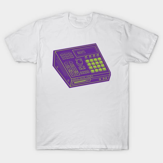 Beat Maker (Android Green Lines + Rebecca Purple Drop Shadow) Analog / Music T-Shirt by Analog Digital Visuals